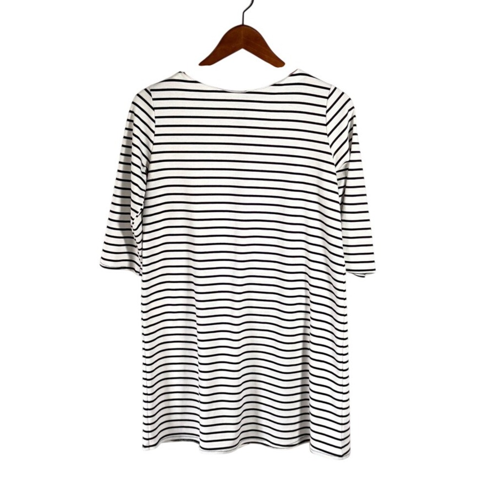 Free People Striped 3/4 Sleeve Boat Neck Shift Dress White‎ Black Small Nautical
